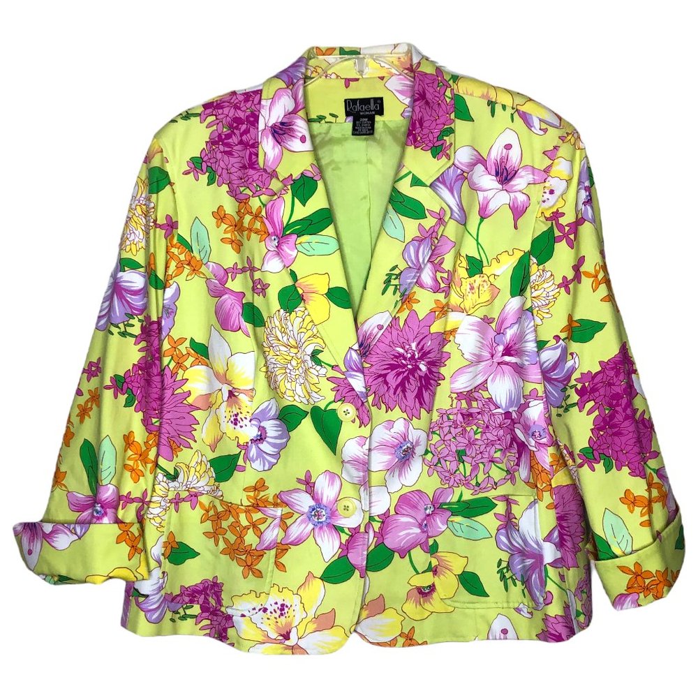 Lafayette 148 Bright Floral Yellow Blazer Jacket